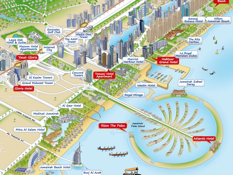 Map Of Dubai Dubai Palm Dubai Marina Min 
